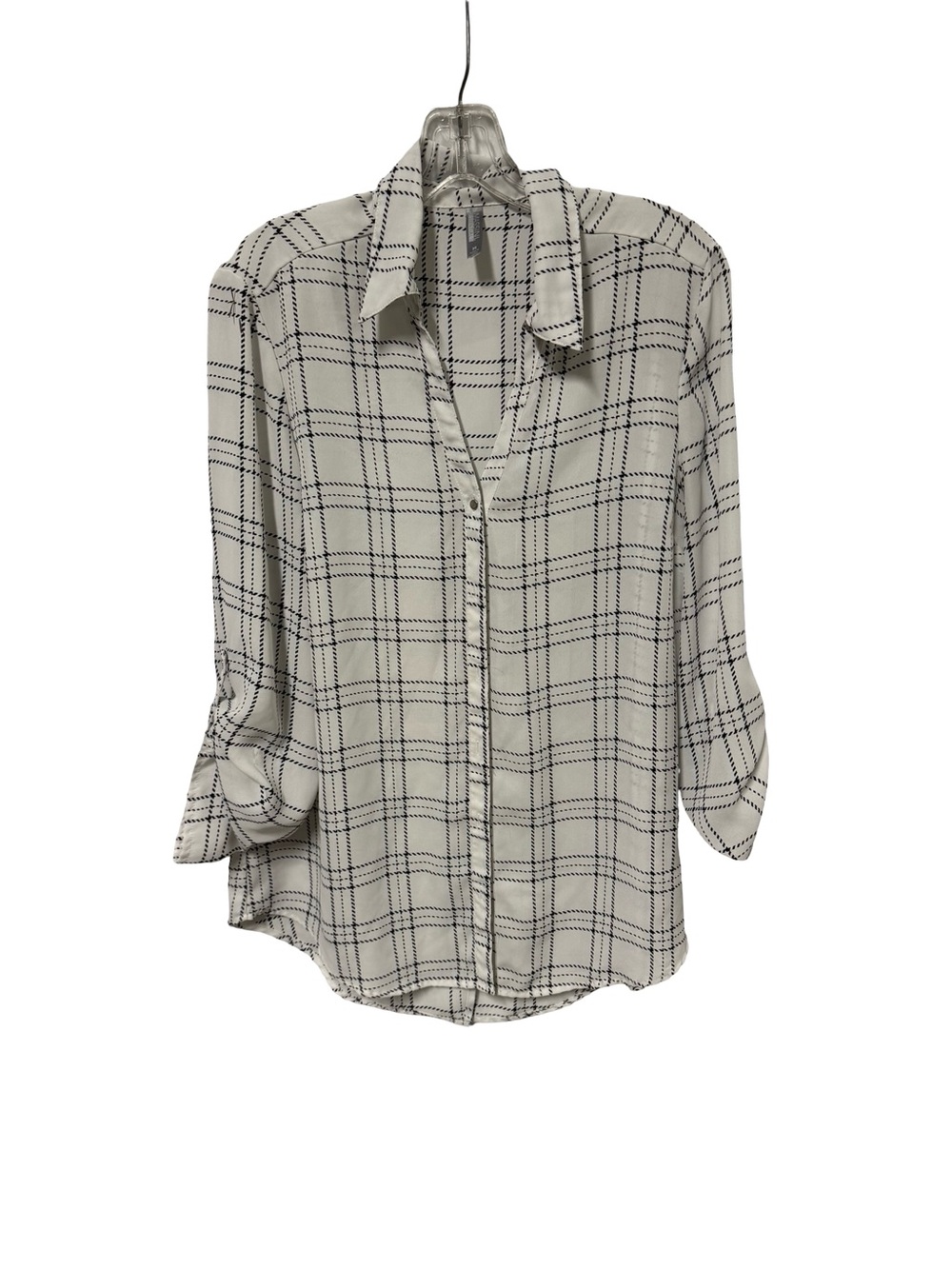 Massini Cream and Black Plaid Button-Down Shirt
